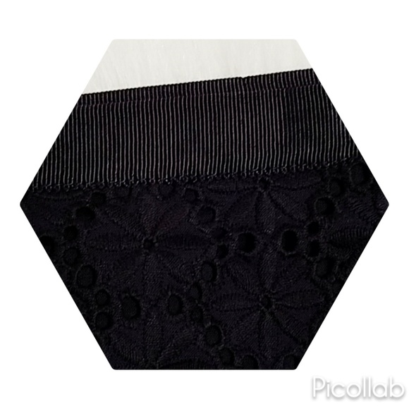 Talbots Navy Eyelet Skirt w/Gold Bead Flowers - Picture 6 of 6